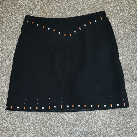 Sandro Colorado Studded Suede Skirt sz L 3 Black - Picture 4 of 6